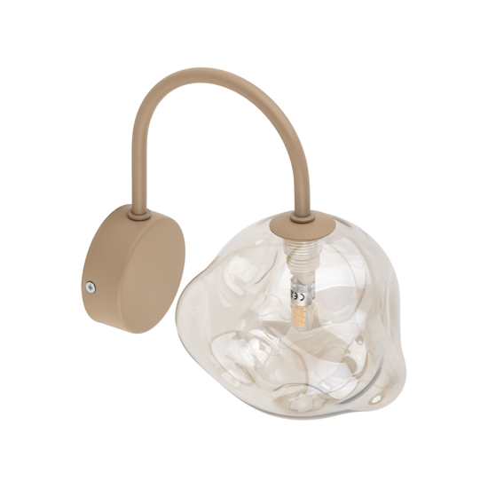 Applique da parete design tortora vetro sfera cognac